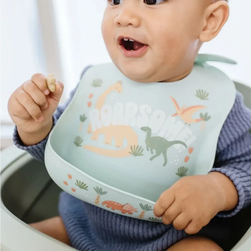 Ju-Ju-Be Silicone Bib - Dino Fun in Green